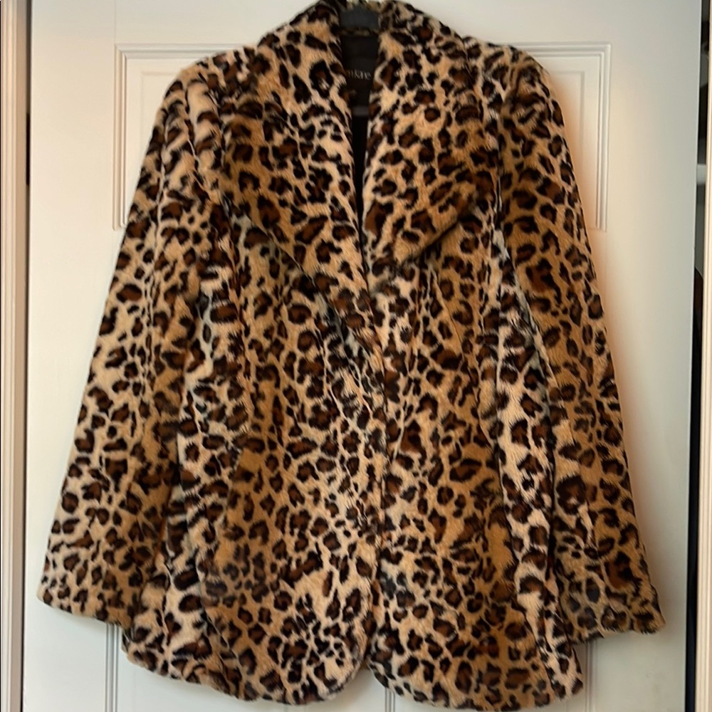 Karen Kane Leopard Print Faux Fur Jacket